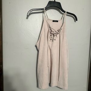 Suede lace up tank
